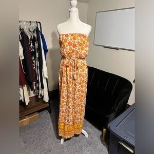 #002 Floral Strapless Jumpsuit